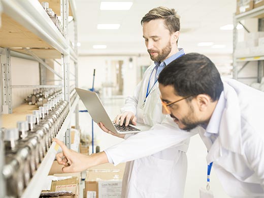 scientists checking inventory