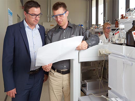 professionals reviewing information in a lab