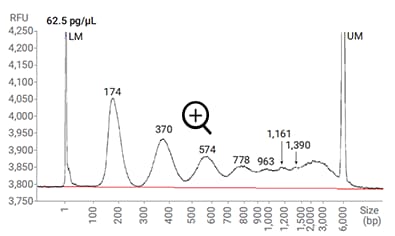 cfDNA at 62.5 pg/μL separated with the Ultra Sensitivity NGS kit